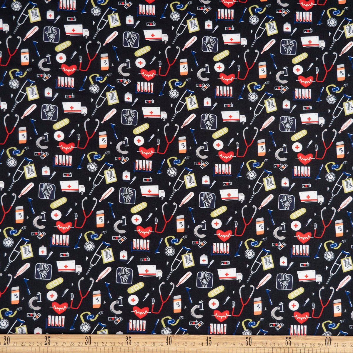 POPLIN TC ESTAMPADO NEGRO METEORITO ENFERMERIA