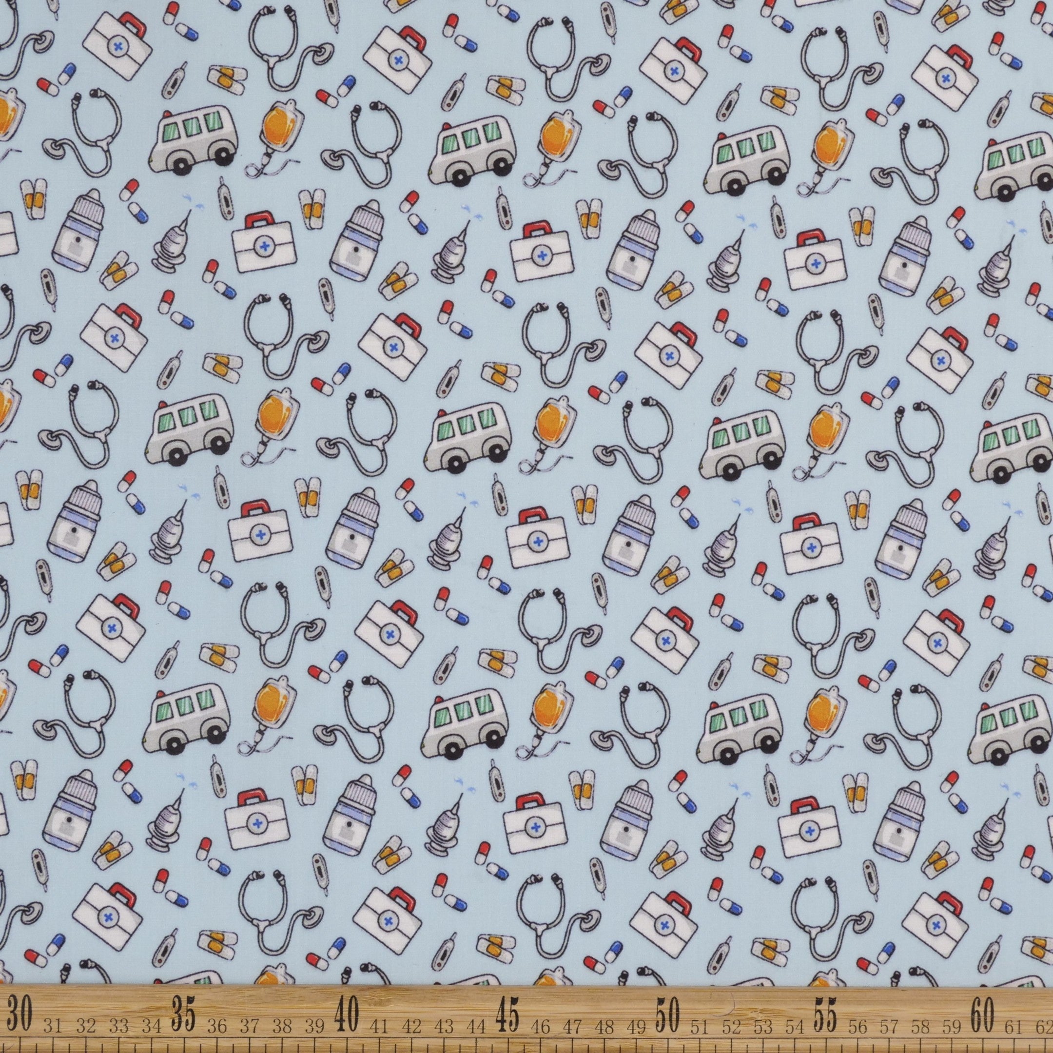 POPLIN TC ESTAMPADO AZUL VISTA INSTRUMENTOS MEDICOS