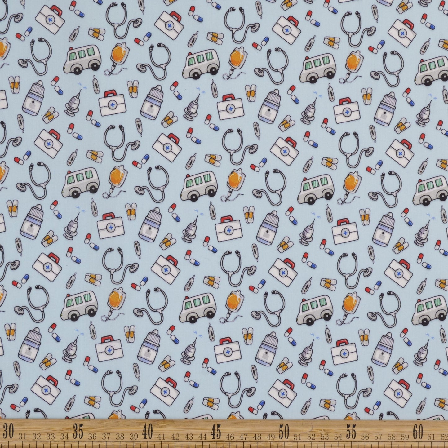 POPLIN TC ESTAMPADO AZUL VISTA INSTRUMENTOS MEDICOS