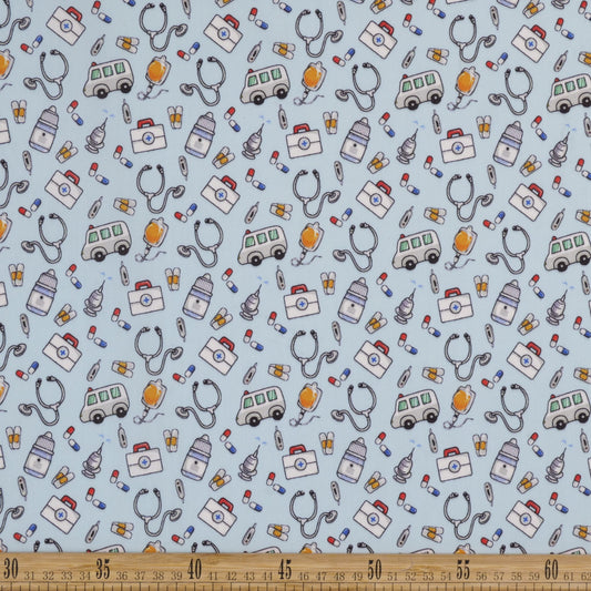 POPLIN TC ESTAMPADO AZUL VISTA INSTRUMENTOS MEDICOS