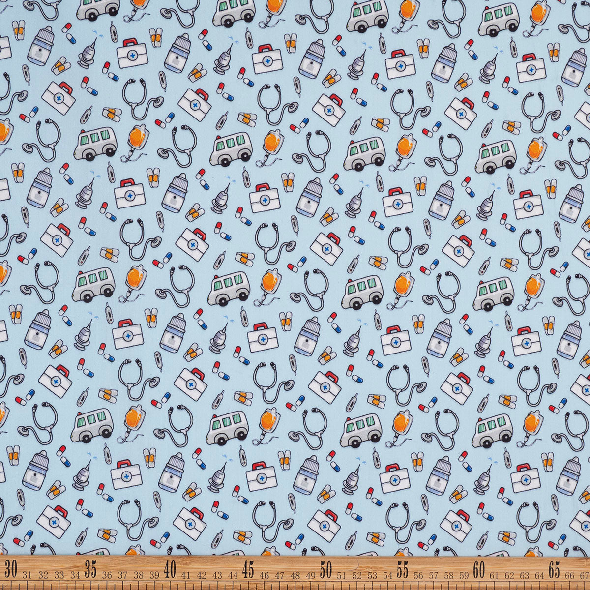 POPLIN TC ESTAMPADO AZUL VISTA INSTRUMENTOS MEDICOS