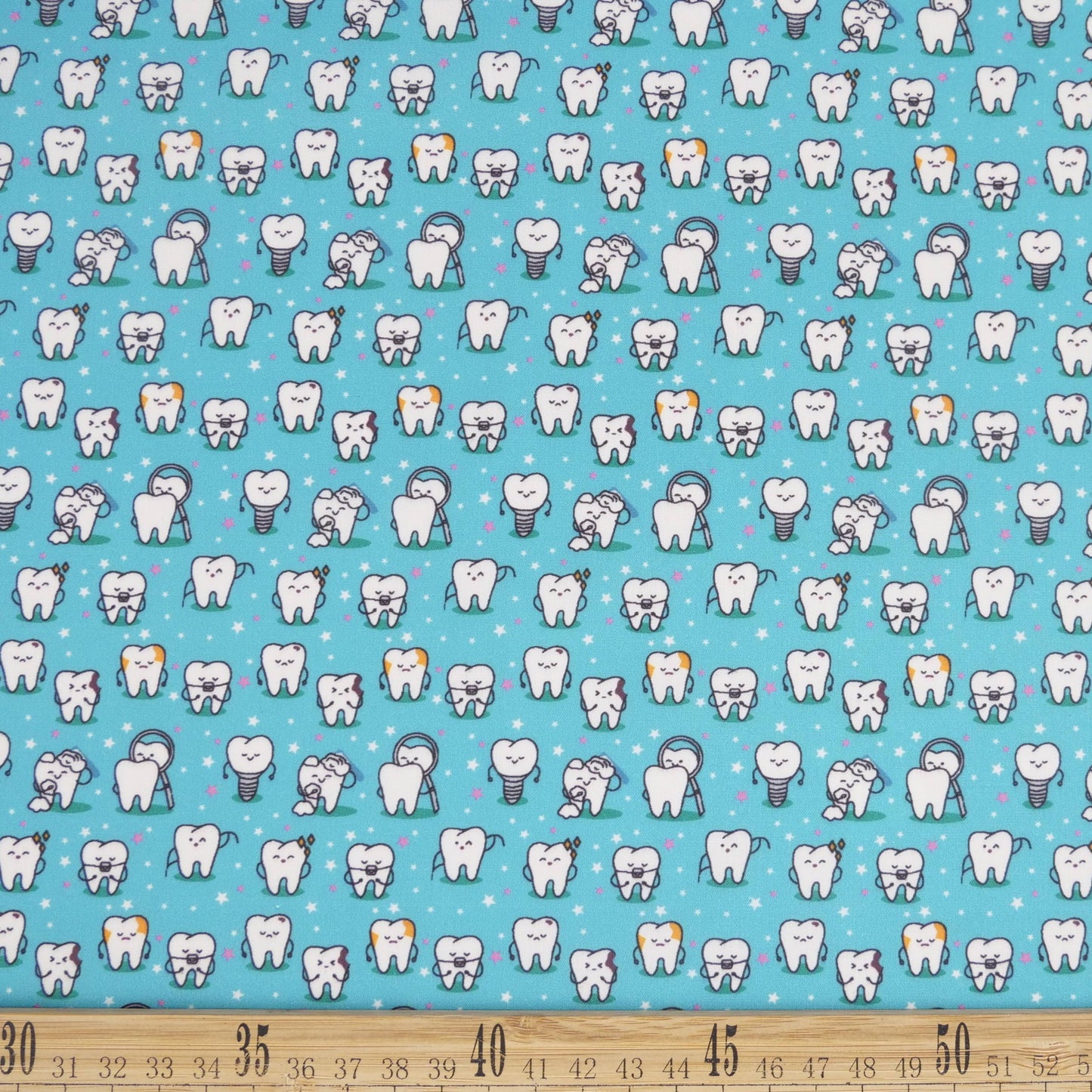 POPLIN TC ESTAMPADO AGUAMARINA AZULEJO DIENTES