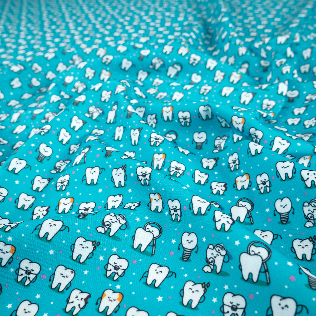 POPLIN TC ESTAMPADO AGUAMARINA AZULEJO DIENTES