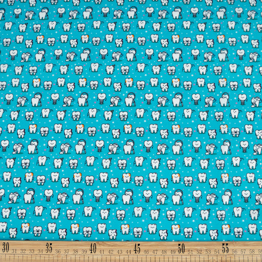 POPLIN TC ESTAMPADO AGUAMARINA AZULEJO DIENTES