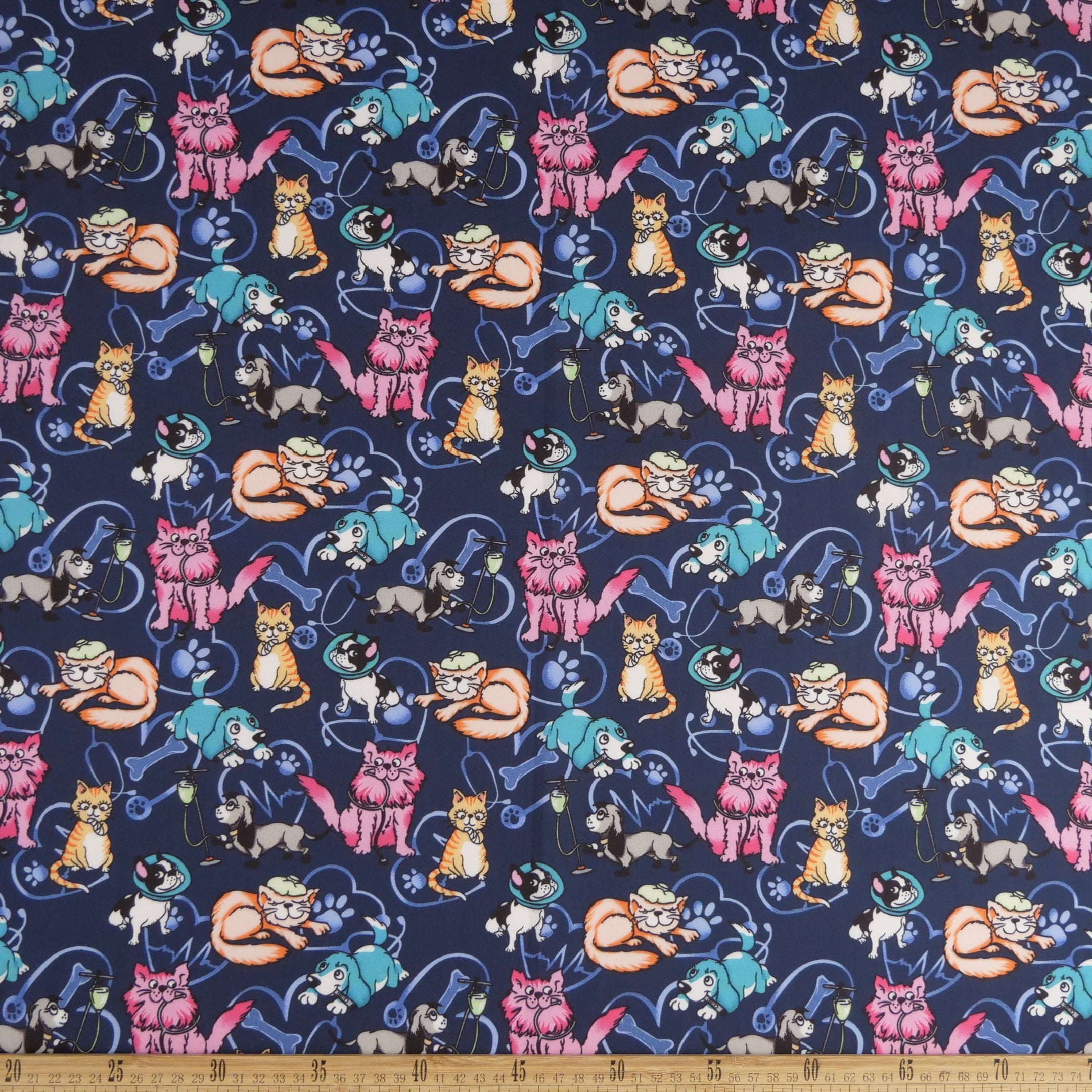 POPLIN TC ESTAMPADO AZUL ECLIPSE TOTAL GATOS COLORIDOS