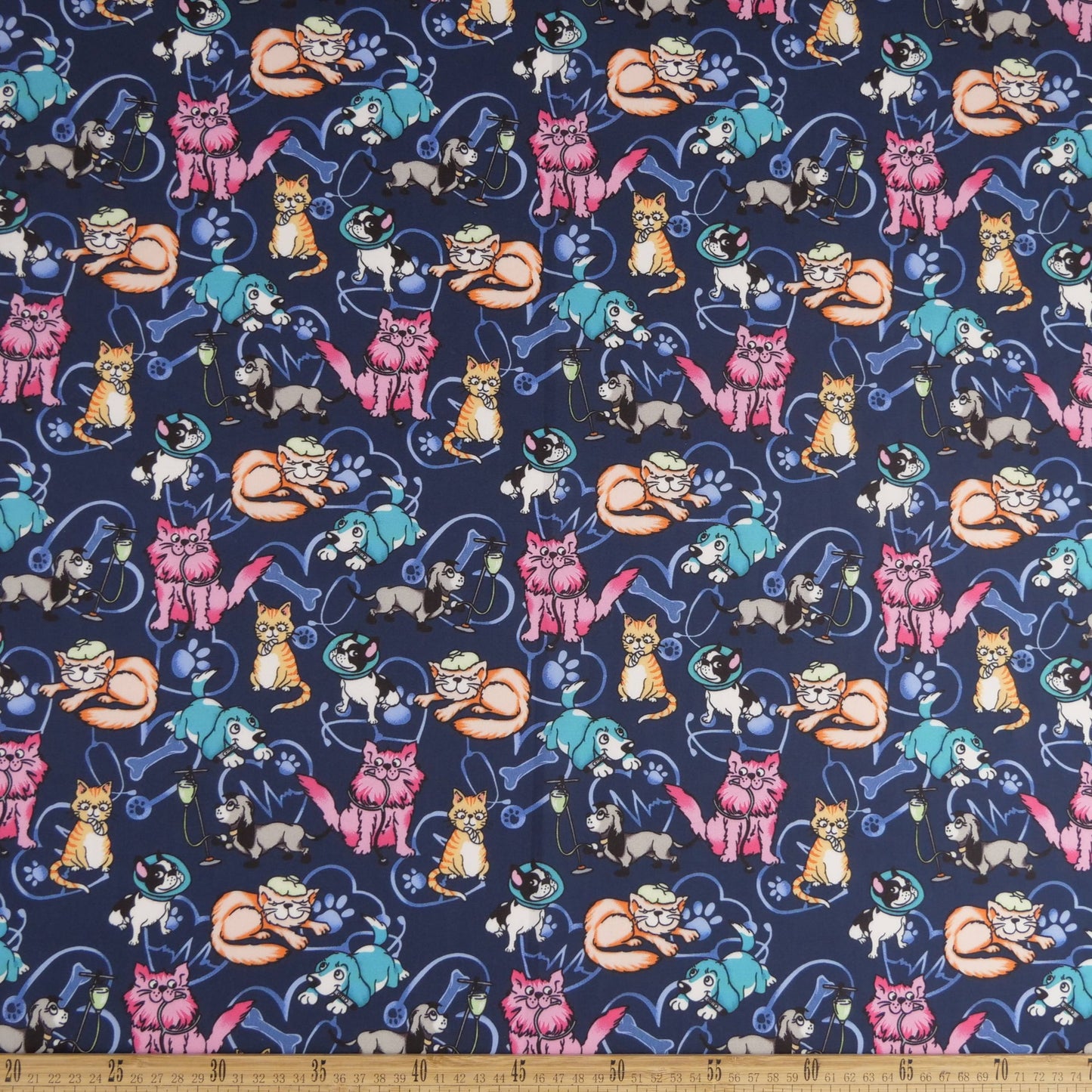 POPLIN TC ESTAMPADO AZUL ECLIPSE TOTAL GATOS COLORIDOS