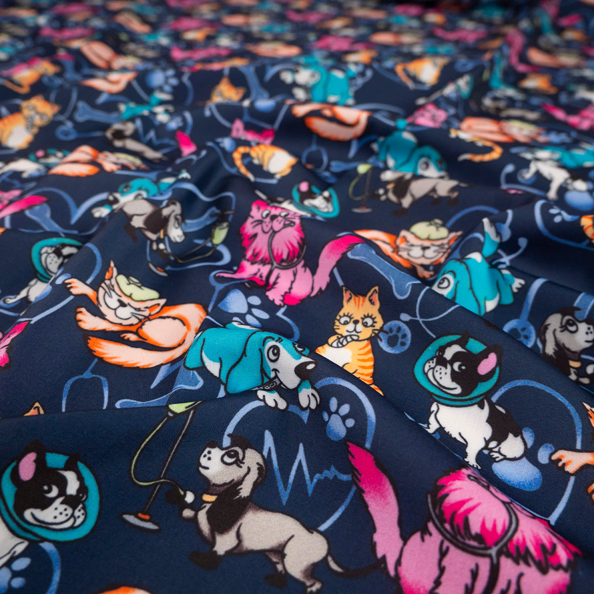 POPLIN TC ESTAMPADO AZUL ECLIPSE TOTAL GATOS COLORIDOS