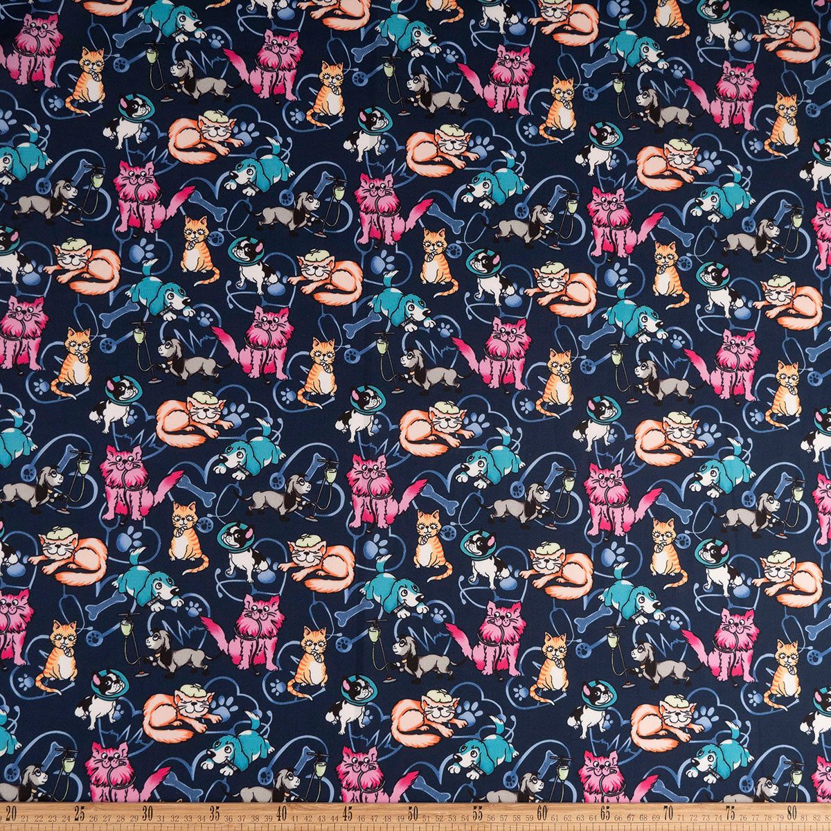 POPLIN TC ESTAMPADO AZUL ECLIPSE TOTAL GATOS COLORIDOS