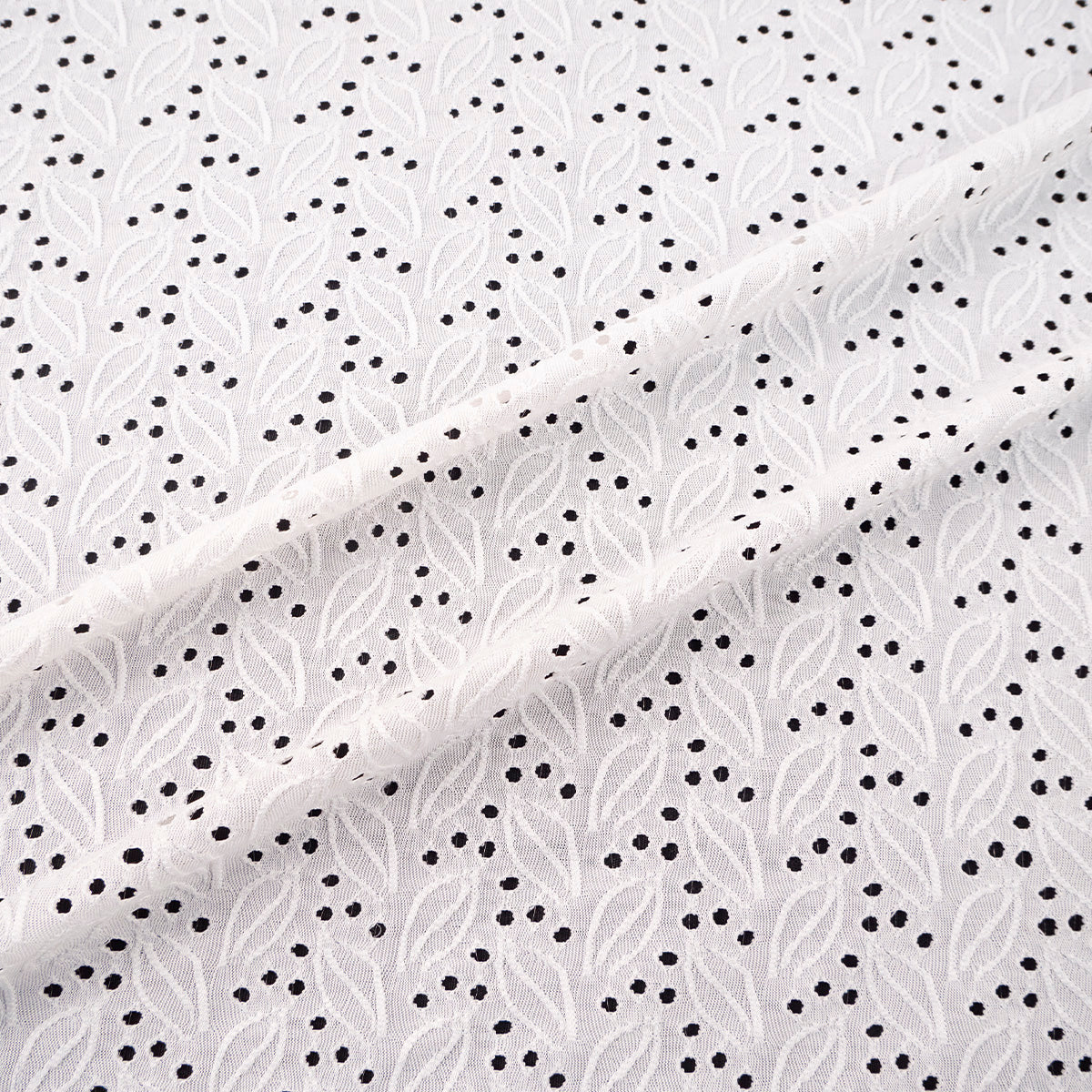 BRODERIE SPANDEX BLANCO BRILLANTE HOJAS