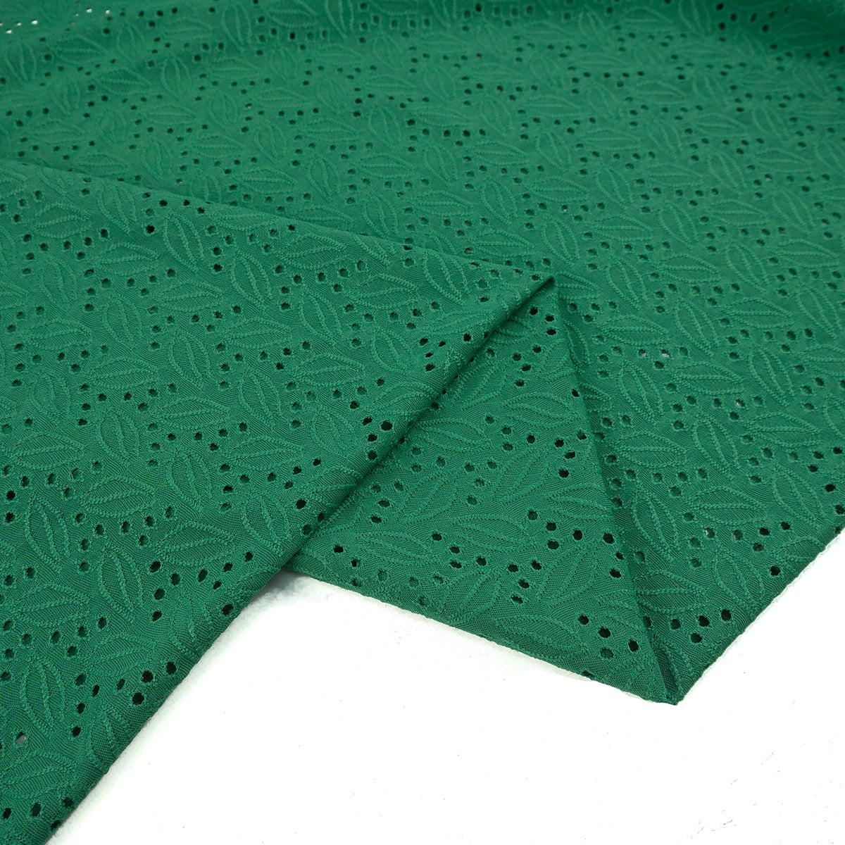 BRODERIE SPANDEX VERDE LAGO HOJAS