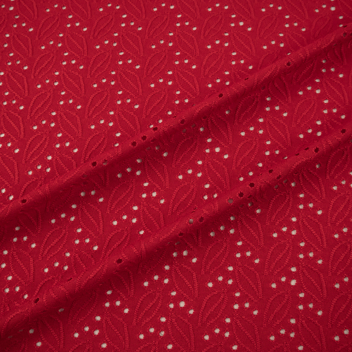BRODERIE SPANDEX ROJO MARTE HOJAS