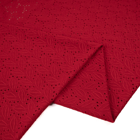 BRODERIE SPANDEX ROJO MARTE HOJAS