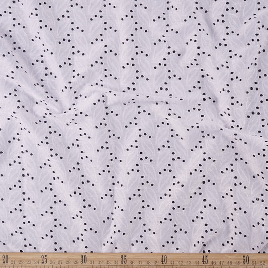 BRODERIE SPANDEX BLANCO AZULADO HOJAS