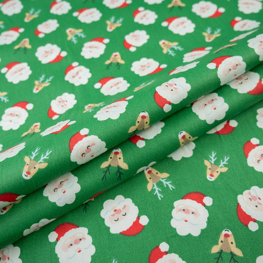 DRIL NAVIDAD VERDE VERDANT PAPA NOEL Y RENOS
