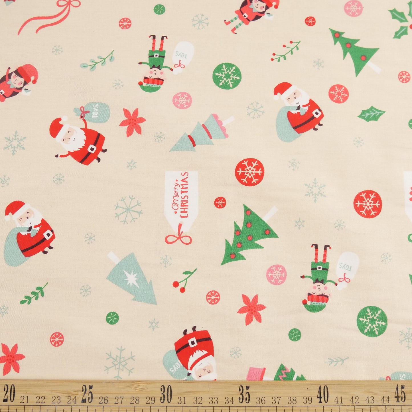 DRIL NAVIDAD BEIGE ARENA GRAY PAPÁ NOEL