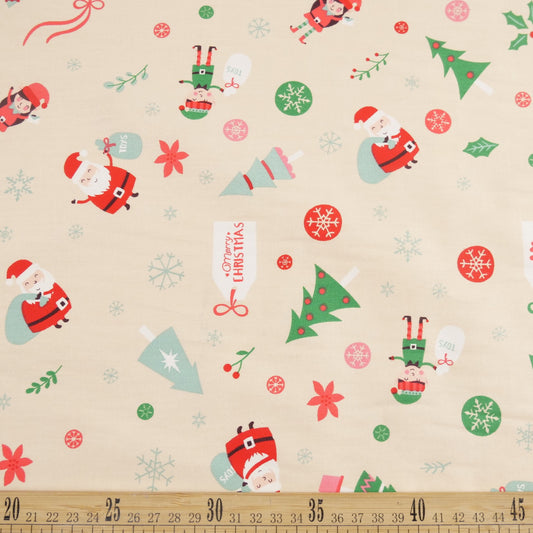 DRIL NAVIDAD BEIGE ARENA GRAY PAPÁ NOEL