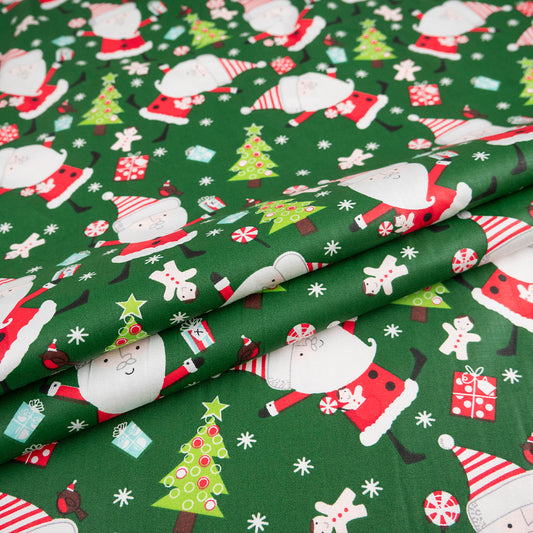 DRIL NAVIDAD VERDE HOLLY PAPÁ NOEL