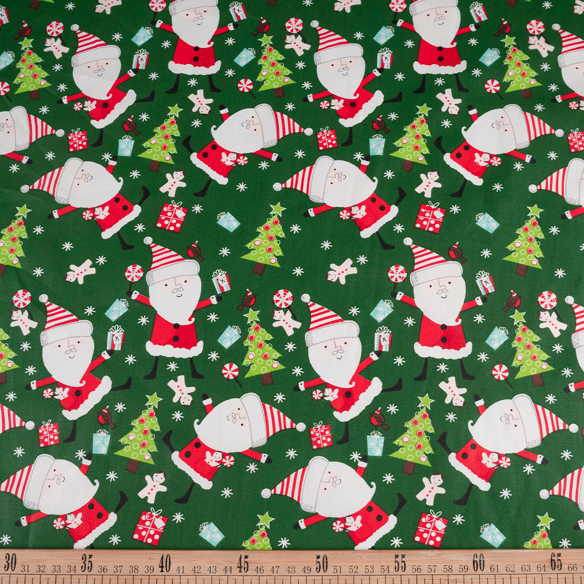 DRIL NAVIDAD VERDE HOLLY PAPÁ NOEL