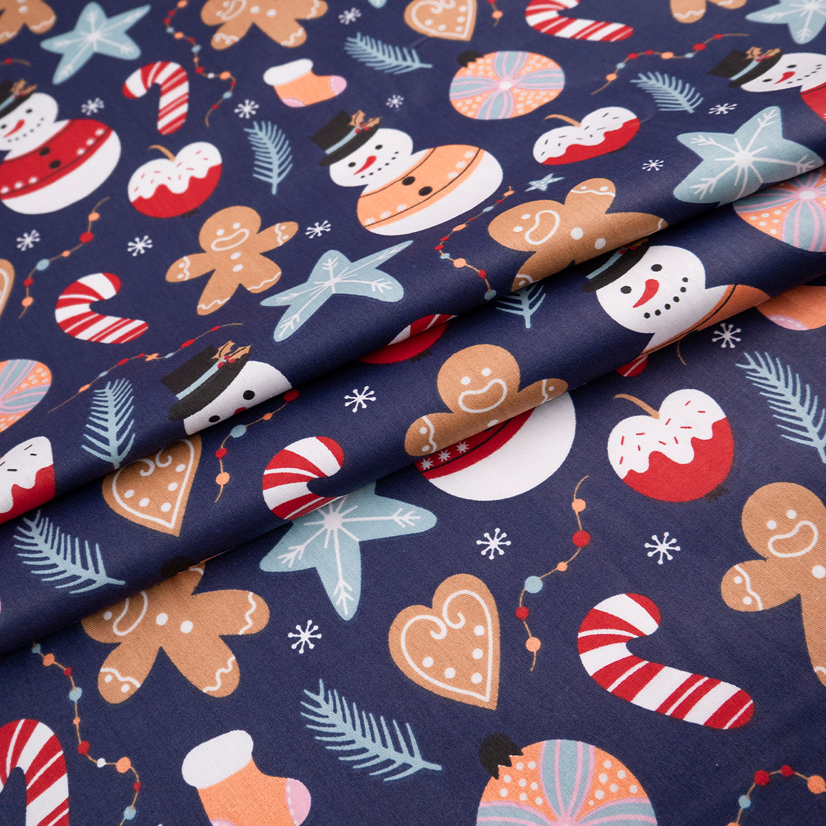 DRIL NAVIDAD AZUL VINTAGE MUÑECO DE NIEVE