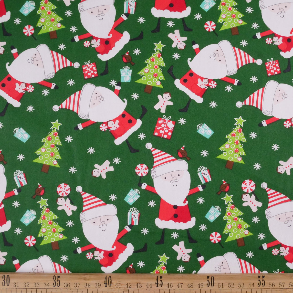 DRIL NAVIDAD VERDE HOLLY PAPA NOEL