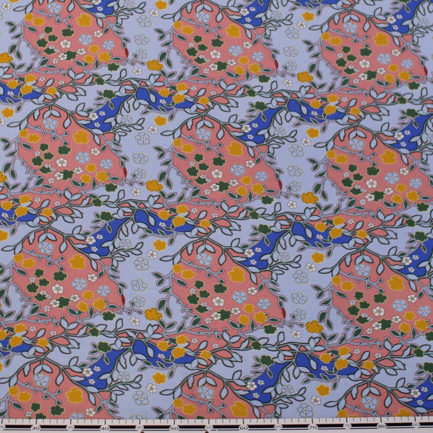FIBRANA NYLON ESTAMPADO AZUL BELL CON FLORES PEQUEÑAS