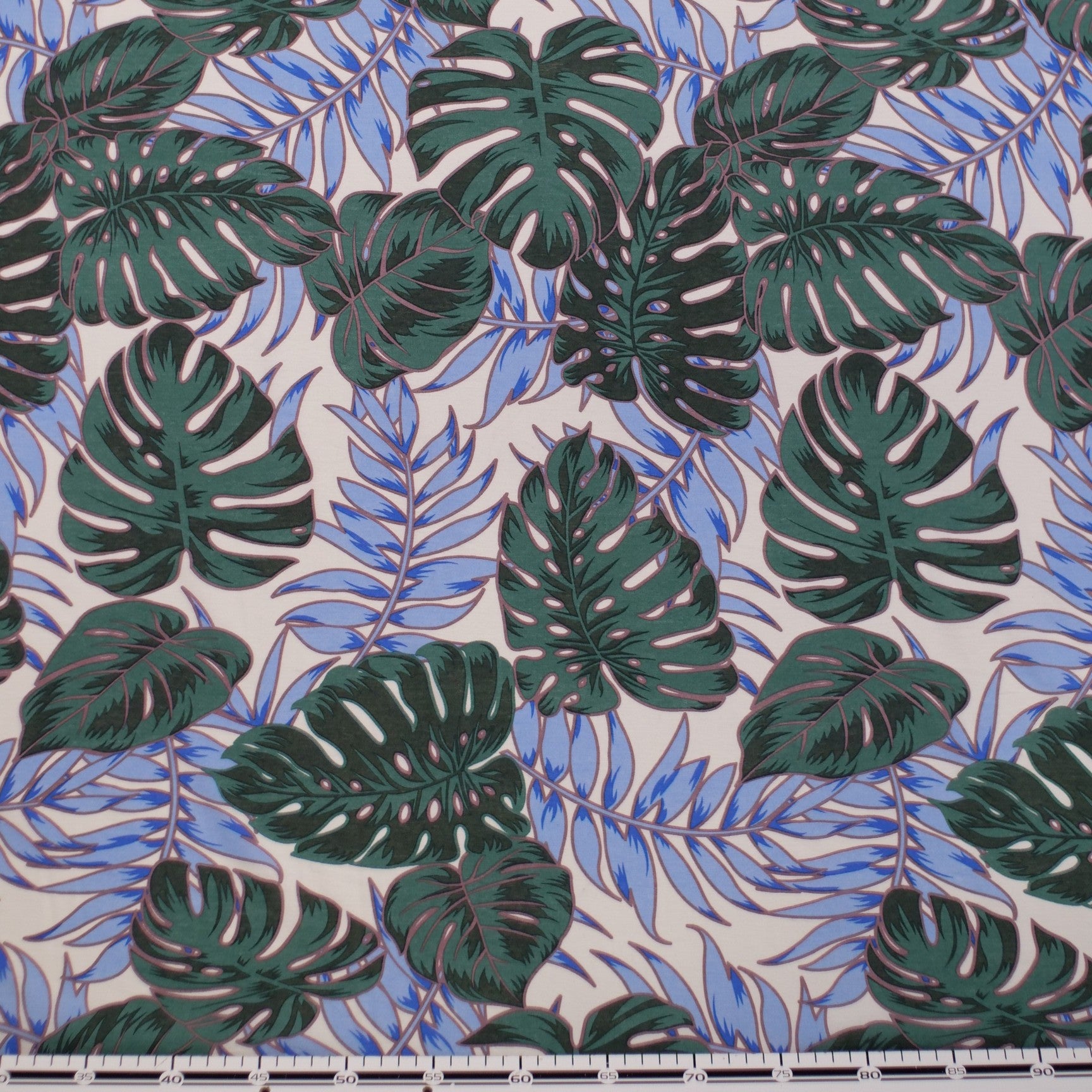 FIBRANA NYLON ESTAMPADO BLANCO BRILLANTE HOJAS