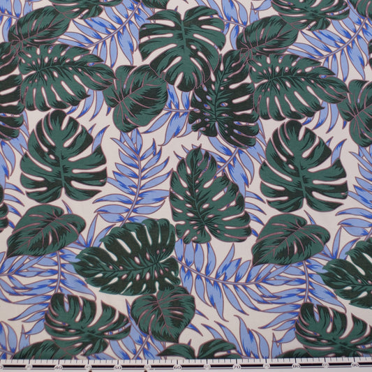 FIBRANA NYLON ESTAMPADO BLANCO BRILLANTE HOJAS