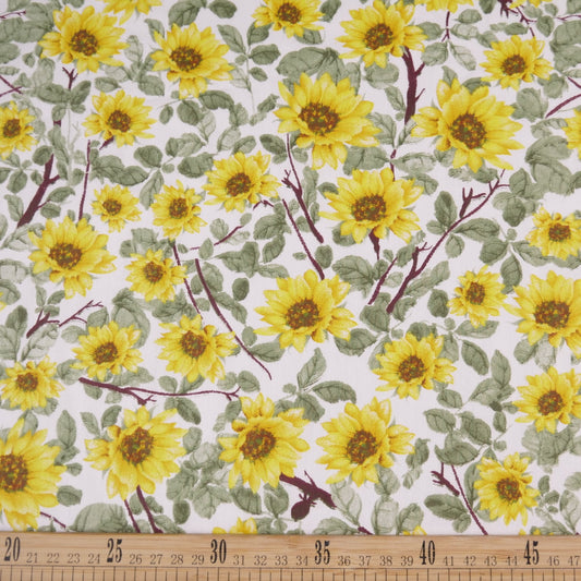DRIL DACA ESTAMPADO BLANCO BRILLANTE GIRASOLES