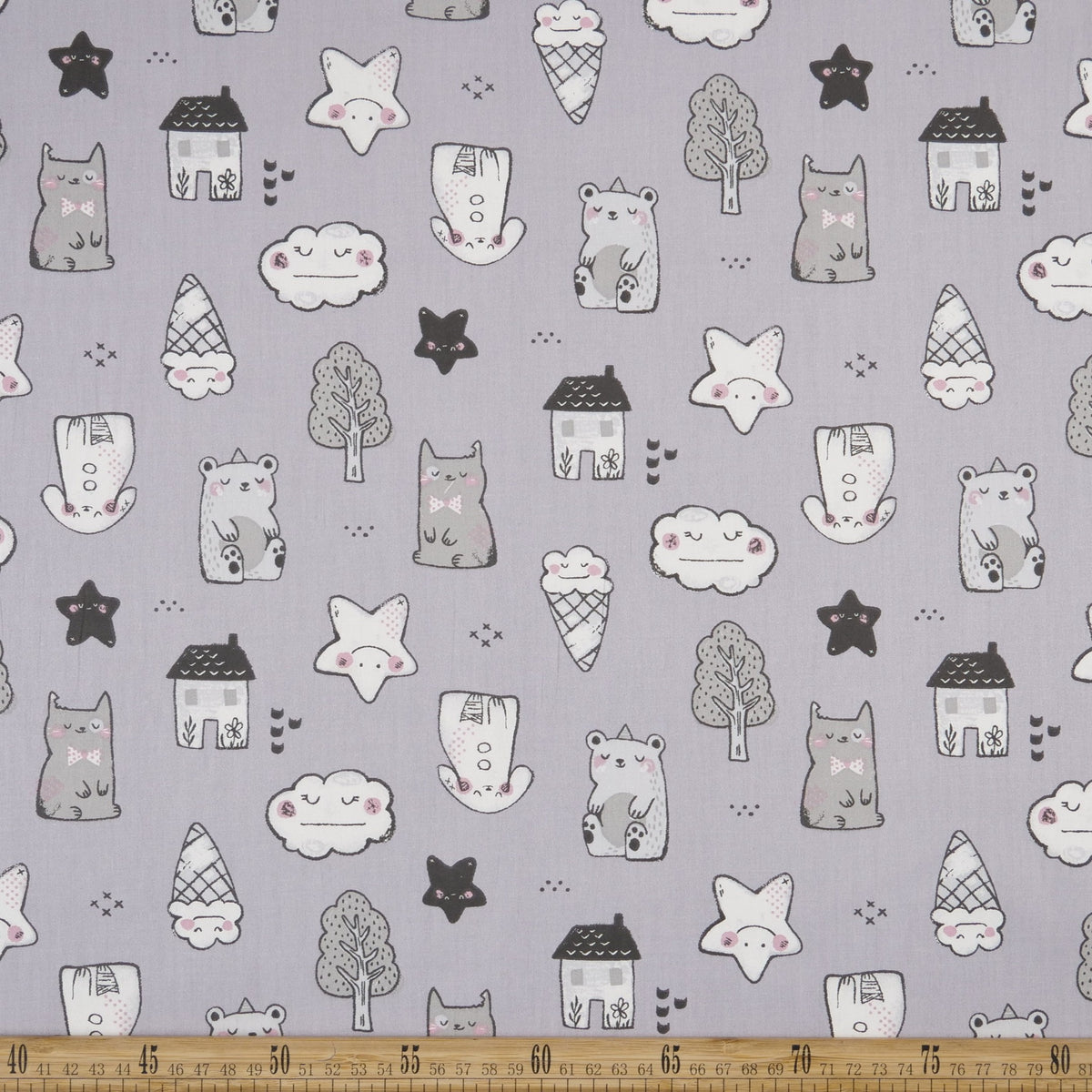 DRIL DACA ESTAMPADO GRIS IRON ESTETICA KAWAII