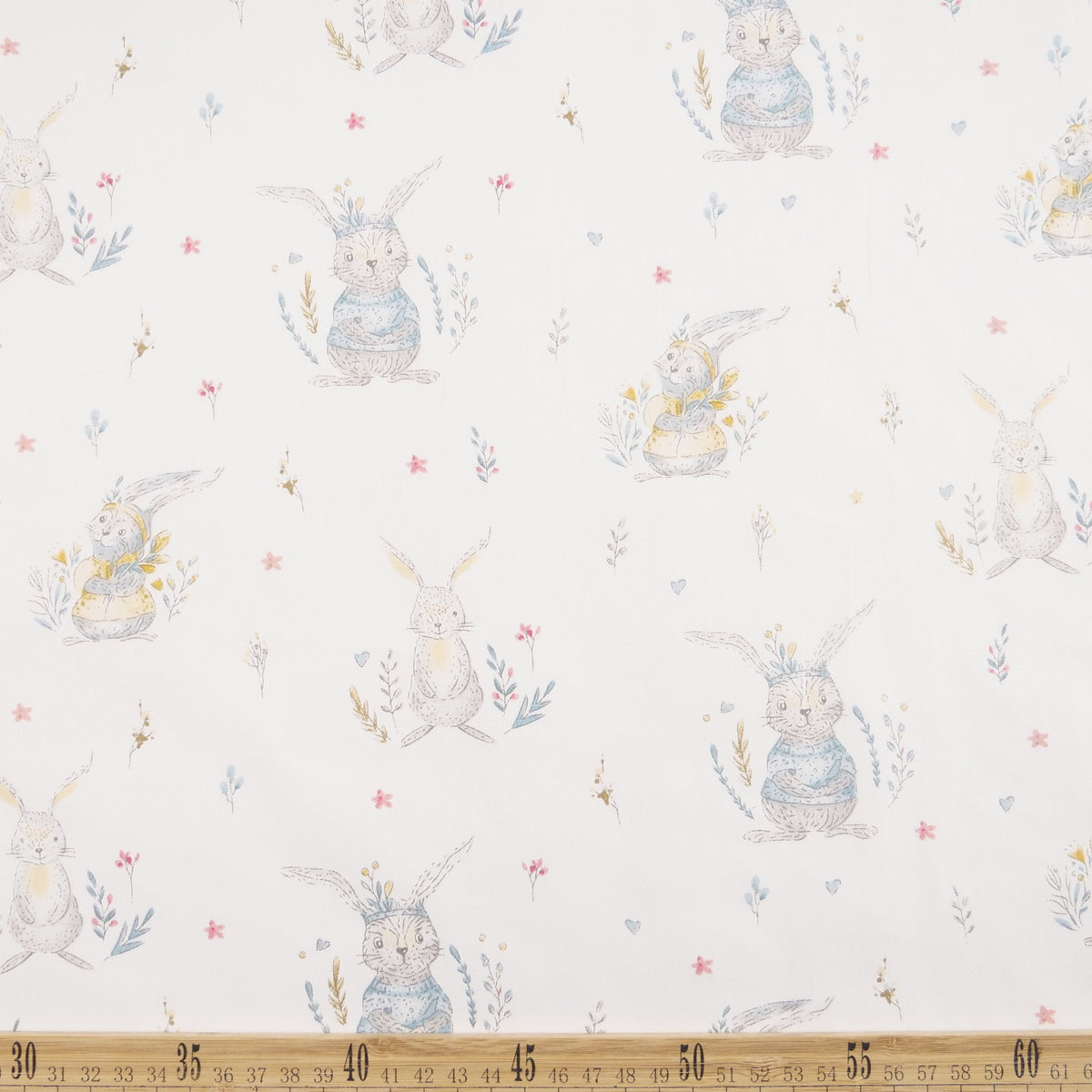 DRIL DACA ESTAMPADO BLANCO BRILLANTE CON CONEJOS