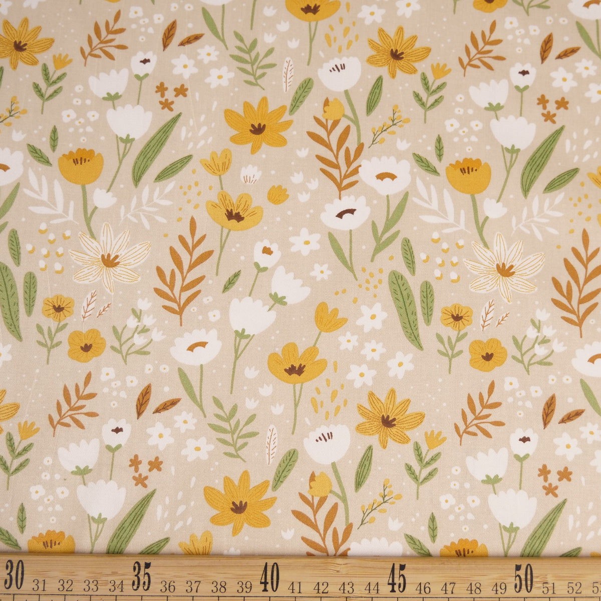 DRIL DACA ESTAMPADO BEIGE ARENA BOTANICO Y FLORAL