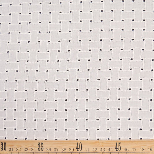 BRODERIE ESPANHOL BLANCO BRILLANTE ENTRELAZADOS GEOMETRICOS