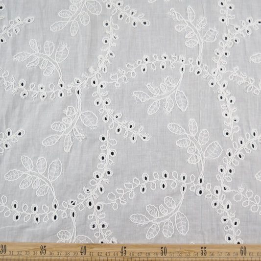 BRODERIE ESPANHOL BLANCO BRILLANTE HOJAS