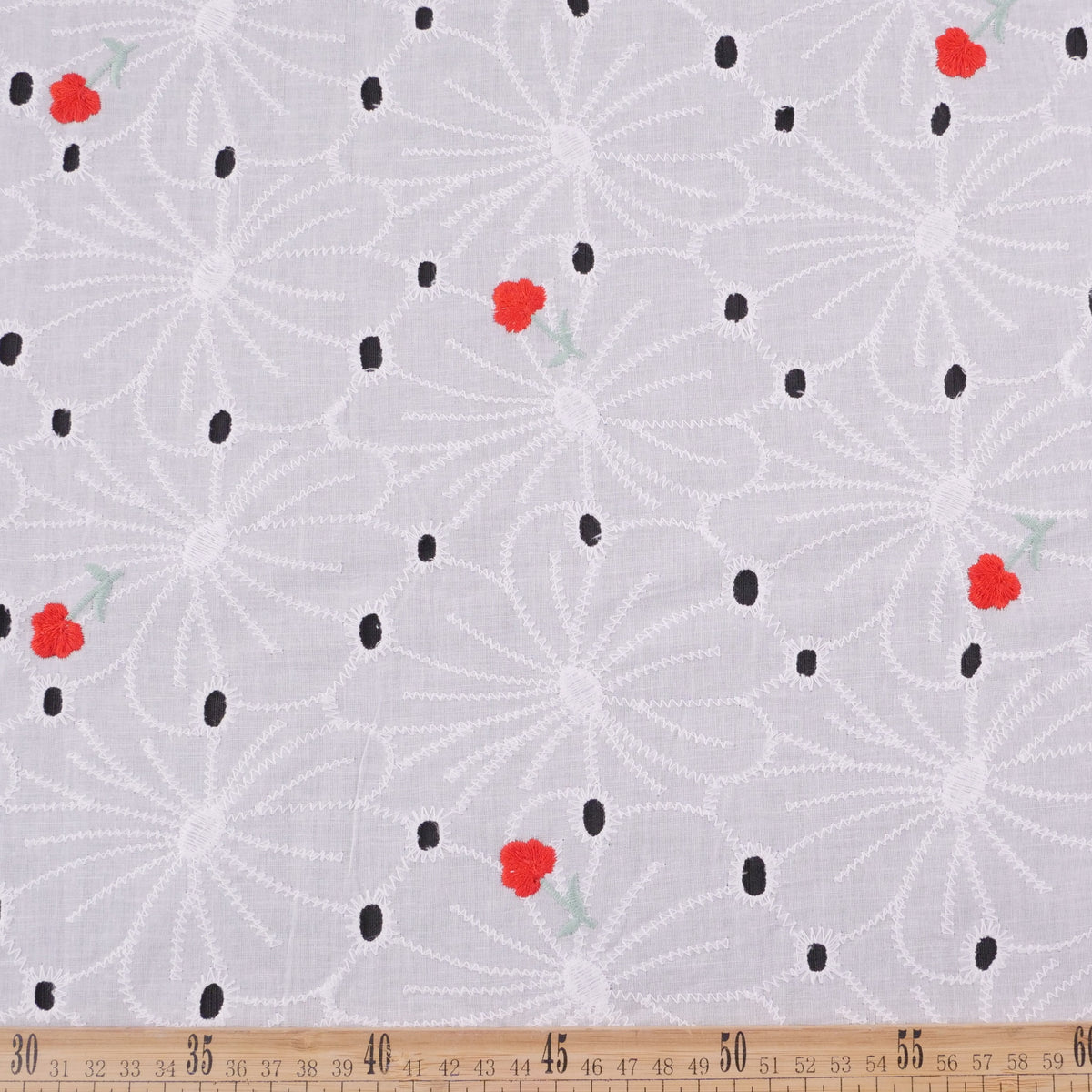 BRODERIE ESPANHOL ROJO CARMESI CON FLORES