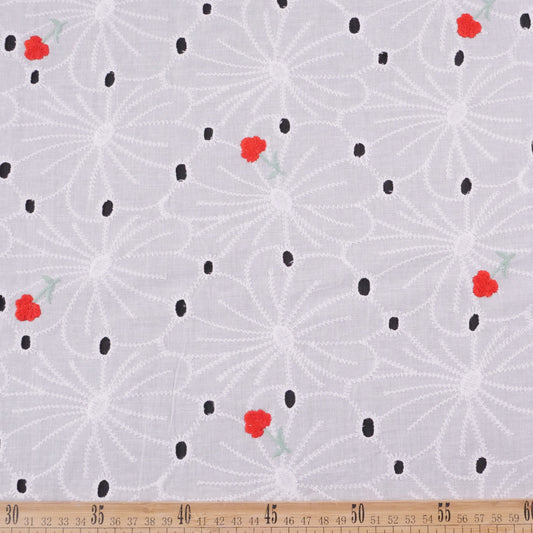 BRODERIE ESPANHOL ROJO CARMESI CON FLORES