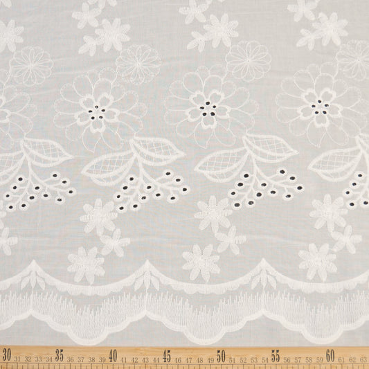 BRODERIE ESPANHOL BLANCO BRILLANTE FLORAL