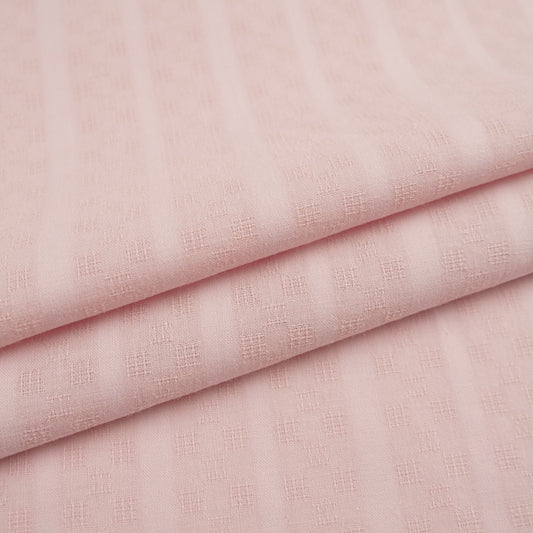 BATISTA LABRADA ROSA VELADA CON RAYAS Y CUADROS BORDADOS