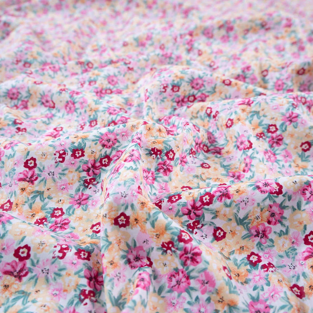 POPLIN DEEP ESTAMPADO BLANCO BRILLANTE FLORAL ROSA