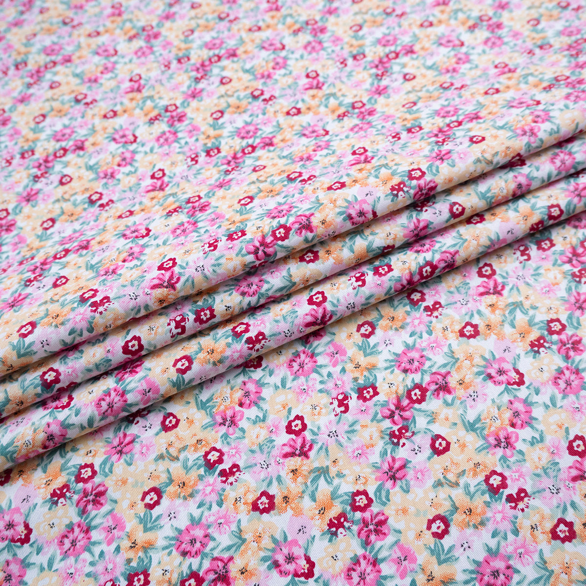 POPLIN DEEP ESTAMPADO BLANCO BRILLANTE FLORAL ROSA