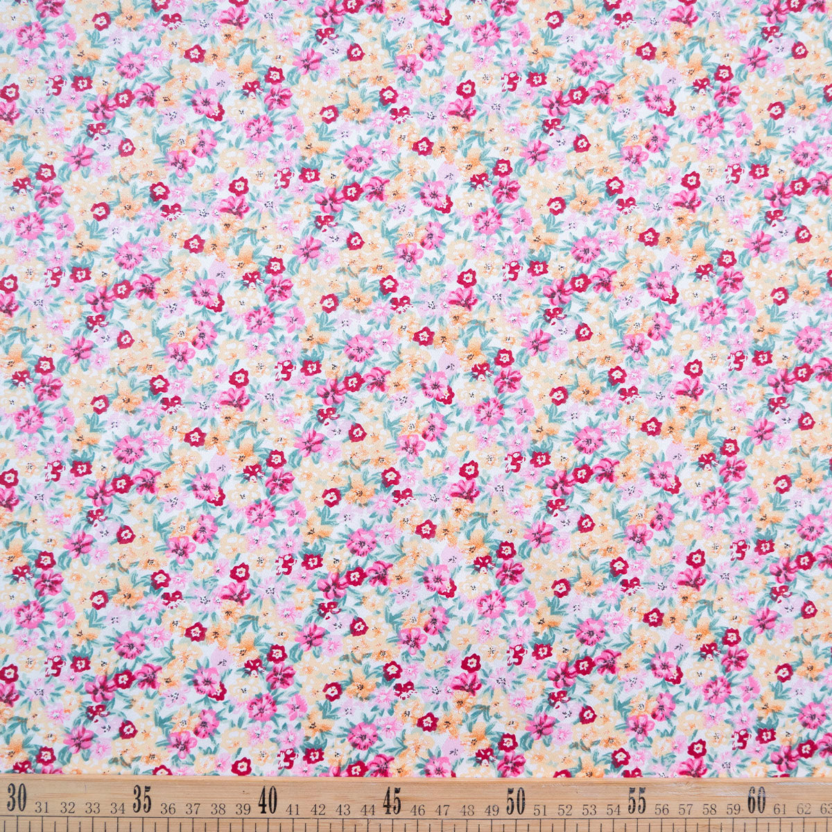 POPLIN DEEP ESTAMPADO BLANCO BRILLANTE FLORAL ROSA