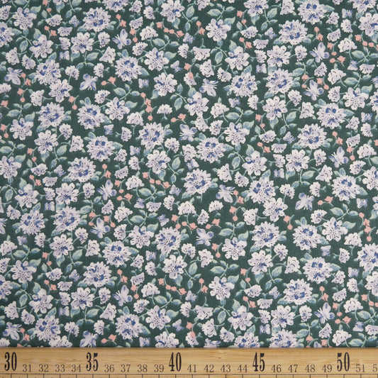 POPLIN DEEP ESTAMPADO VERDE JUNE BUG CON FLORES PEQUEÑAS