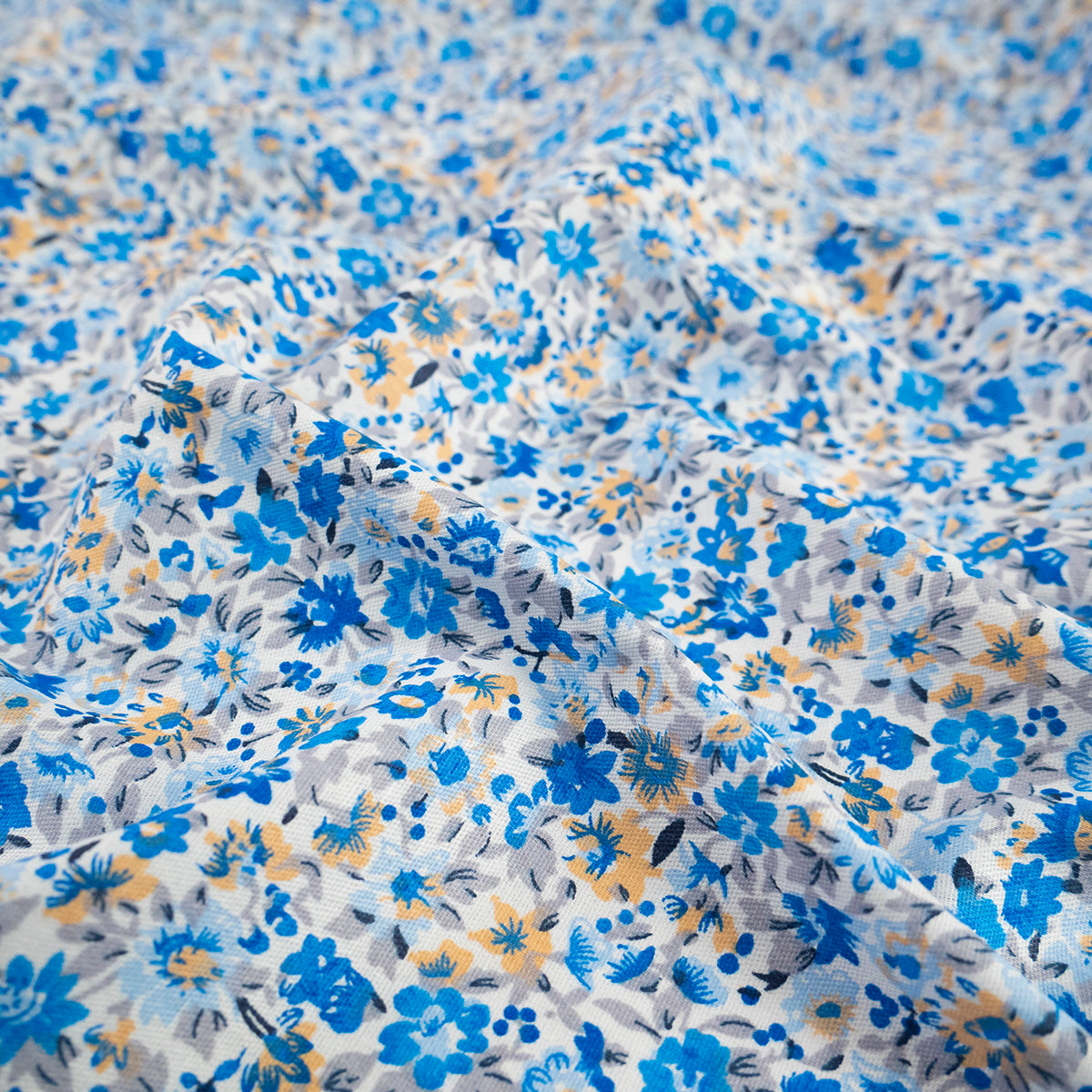 POPLIN DEEP ESTAMPADO BLANCO BRILLANTE FLORAL BLUE