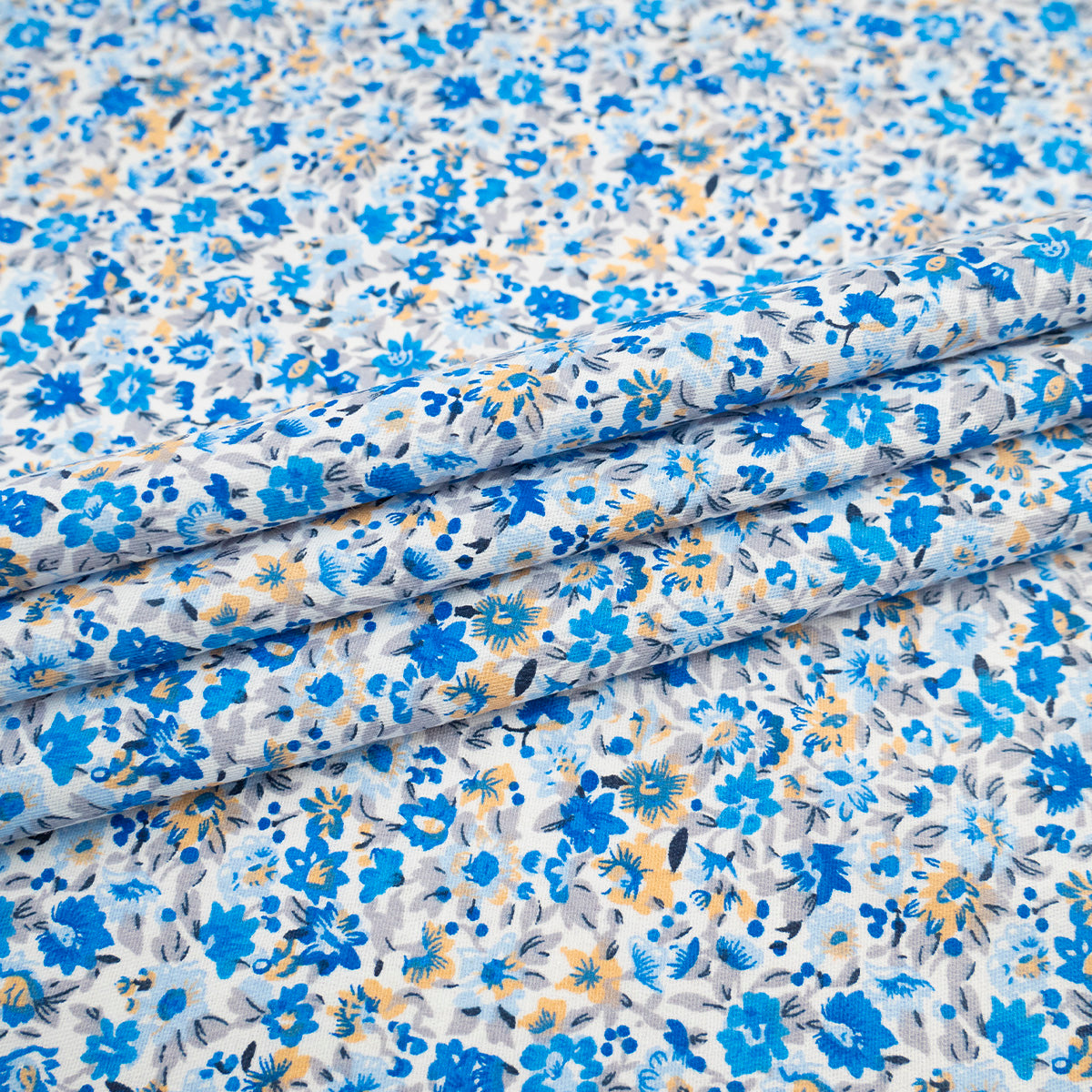 POPLIN DEEP ESTAMPADO BLANCO BRILLANTE FLORAL BLUE