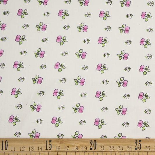 POPLIN DEEP ESTAMPADO BLANCO ESTRELLA CON HOJAS Y FRUTAS