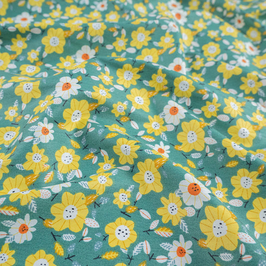POPLIN DEEP ESTAMPADO VERDE SIMPLE FLORES