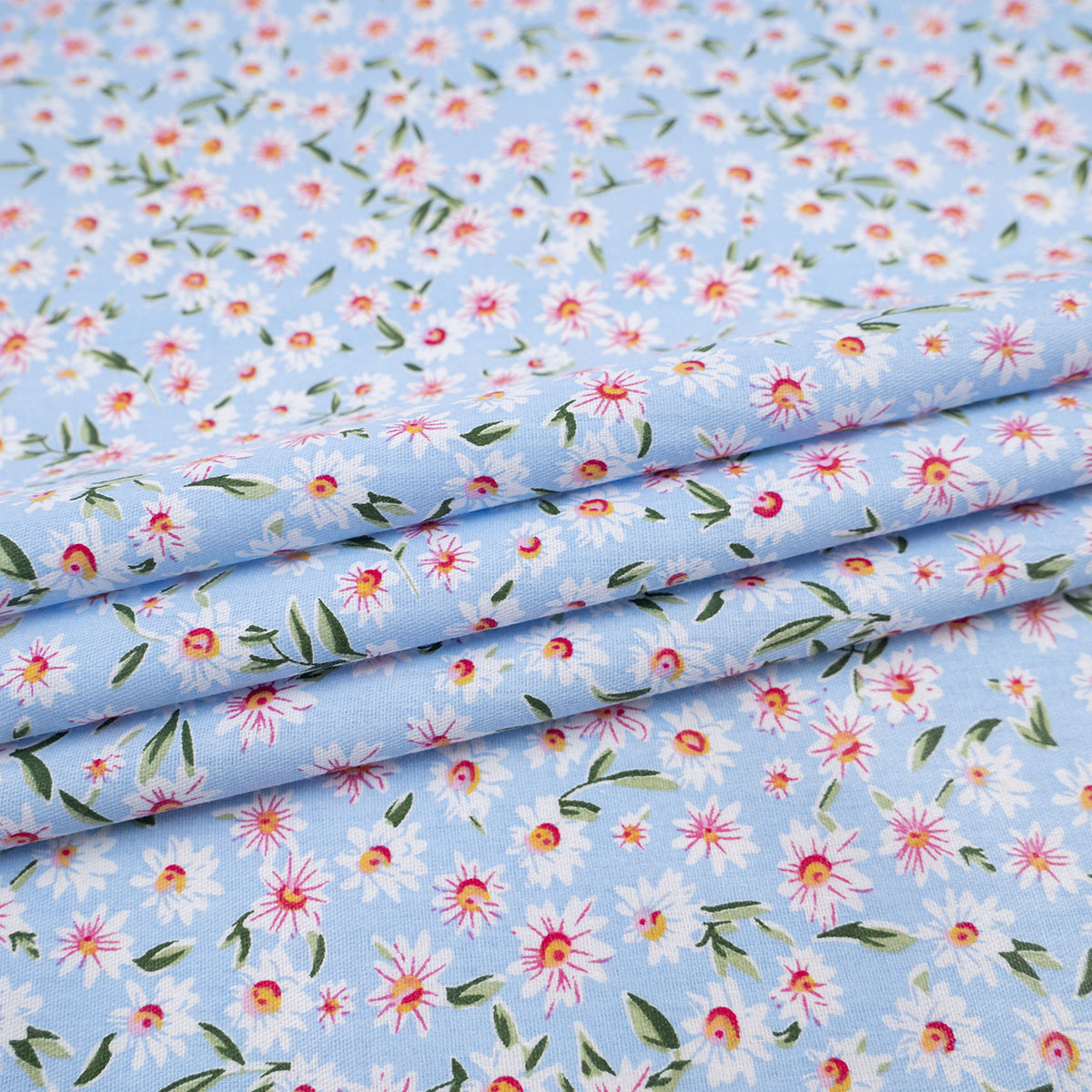 POPLIN DEEP ESTAMPADO CELESTE PETIT FOUR MARGARITAS