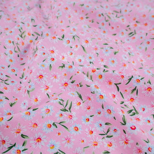 POPLIN DEEP ESTAMPADO ROSA FLOR CLARA MARGARITAS