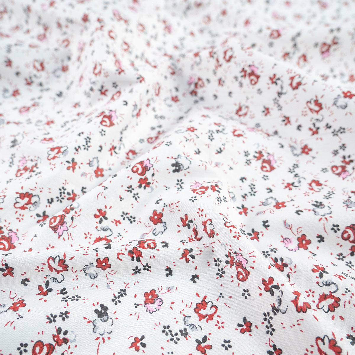 POPLIN DEEP ESTAMPADO BLANCO BRILLANTE FLORAL BORDO
