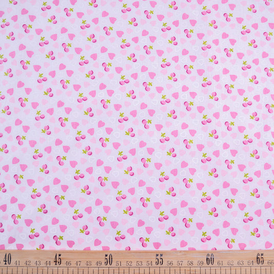 POPLIN DEEP ESTAMPADO ROSA SUAVE CRIOLLA FRUTA Y CORAZONES