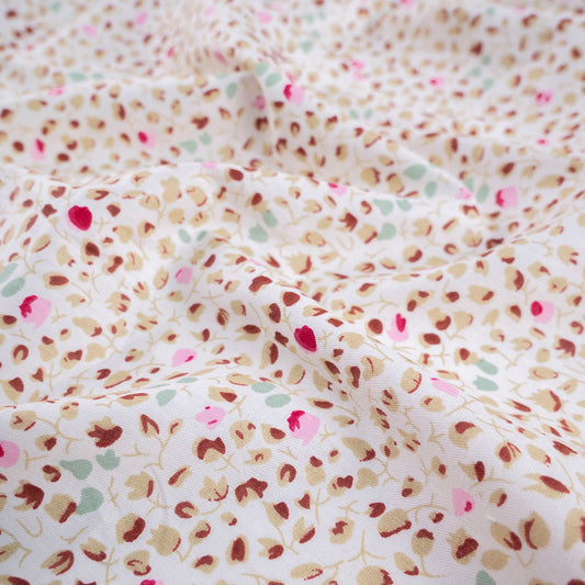 POPLIN DEEP ESTAMPADO VAINILLA CREMA HOJAS